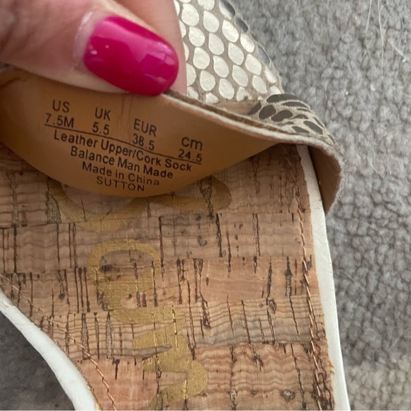 Sam Edelman Tan Leather Wedge Sandals 7.5 - Picture 7 of 12